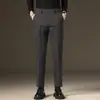 Ropa para Hombre Fengshe / Pantalones Casuales Gruesos Forrados de Polar para Hombre Pantalones de Traje Rectos Ajustados para Hombre