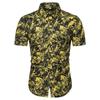 Camisa de manga corta de comercio exterior nueva de Amazon verano estilo coreano corte ajustado estampada cárdigan de playa camisa casual dos piezas