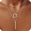 Collar de Círculos Irregulares Multicapa Transfronterizo Cobre Electrochapado Oro Real de 14K Gargantilla Apilada Joyería para Mujer