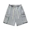 Pantalones Cortos de Mezclilla Funcionales Estilo Japonés Ropa de Trabajo Unisex Cinco Puntos Pantalones 2026 Verano Nuevos Sueltos Casuales de Longitud Media Pantalones Cinco Puntos