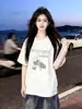 Camiseta Estampada Tie-dye de Manga Curta, Algodão 100%, Estilo Retrô, Personalidade, para Homens e Mulheres, Verão, Solta, Gola Redonda, Top para Casal, ins