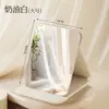 Espejo plegable, espejo de maquillaje, adecuado para colocar sobre un escritorio, ideal para dormitorios de estudiantes, espejo de tocador de mesa, diseño abatible, portátil y fácil de transportar