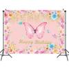 Comércio exterior Amazon borboleta flor rosa fotografia fundo pano de festa de aniversário decoração banner 5x3ft