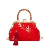 Bolsa Cheongsam Estilo Chinês de Produto Novo Transfronteiriço, Bolsa de Mão Retrô Elegante e Atmosférica de Bambu, Bolsa de Ombro Estilo Étnico