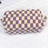 Nueva Bolsa de Cosméticos de Punto a Cuadros Estilo Ins de Color Contrastante Lana a Cuadros de Gran Capacidad Organizador Bolsa para Lápices