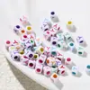 6*6mm Abalorios Acrílicos de Agujero Grande Cuentas Sueltas Coloridos Goteo de Aceite Letras Inglesas Cuentas Cuadradas Material para Manualidades con Cuentas