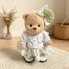 Traje para Muñeco Oso de Peluche Articulado Lina de Tamaño Mediano con Botón S Camisa Blanca de Gasa y Falda de Puntos Rosas Juego de Ropa para Muñeca