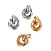Aretes Transfronterizos, Aretes de Aro de Tubo de Hierro Cruzado de Moda para Mujer, Aretes de Moda de Estilo Frío de Doble Aro Fabricante de Aretes de Comercio Exterior en Stock