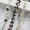 Nueva Exquisita Decoración de Ropa de Encaje con Perlas de Piedra Blanca Calada Accesorios de Encaje Plisado Elástico DIY