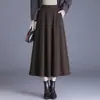 Moderna Falda Simple de Corte A para Mujer Otoño Invierno Nuevo Estilo 2026 Cintura Alta Adelgazante Falda Paraguas Tallas Grandes Falda con Caída Dobladillo Amplio