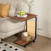 Mesa Lateral Móvil para Dormitorio Mesita de Noche Sala de Estar Almacenamiento Mesa de Café Pequeña Mesa Pequeña Multifuncional Simple con Ruedas Mesita de Noche