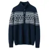 Suéter de Cachemira Jacquard Fair Isle con Media Botonadura para Mujer, Suéter de Punto Grueso Holgado Estilo Étnico para Invierno