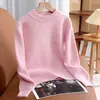 Novo Suéter Quente de Lã 100% para Crianças Outono/Inverno, Gola Meia-Alta, Fio Duplo Espessado, Top Base para Bebês, Meninos e Meninas