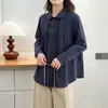 [Oferta Especial] 100 kg Estilo Primavera Nuevo para Mujeres de Tallas Grandes: Camisa Elegante Casual de Manga Larga con Adorno de Encaje 9476