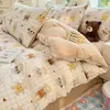 Set de Cuatro Piezas para Dormir Desnudo Transpirable Grado A para Mamá y Bebé Sensación de Nube Esponjosa Muselina de Doble Capa Ropa de Cama para Dormitorio Set de Tres 3 o Cuatro 4 Piezas Sábana Funda de Edredón