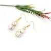 TikTok aretes rectos hechos a mano de cuentas redondas de cristal dorado con alambre de cobre enrollado aretes largos de cristal con cuentas de temperamento E72