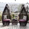 Mesa e Cadeiras de Exterior Cadeira de Rattan Mesa de Café Conjunto de Três Peças Varanda Pátio Externo Lazer Rattan Paisagem Assento Criativo Impermeável