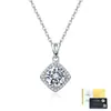 Colar Feminino S925 Prata Esterlina Moissanita Redonda Pingente Redondo Halo Corrente de Clavícula Fashionable Leve Luxo Atacado de Fábrica
