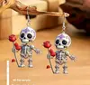 Encantadores Accesorios para Orejas de Acrílico Calavera y Rosa Aretes de Acrílico Duraderos y Encantadores para Aniversario