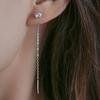 Aguja de Plata S925 Diamante Solitario Alambre Largo para la Oreja Estilo Coreano Aretes Pequeños Simples Elegantes Joyería para la Oreja de Mujer B270