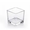 Portavelas de cristal cuadrado transparente, adorno de lujo ligero, creativo y simple, para mesa de comedor romántica, cena a la luz de las velas y fotografía