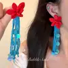 Pendientes Colgantes de Flor con Cuentas de Aguja Plateada Estilo Bosque Frescos y Dulces Pendientes Elegantes y con Estilo Lujo Accesible Pendientes de Gama Alta para Mujer