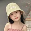 Chapéu de Pescador Infantil, Chapéu de Palha Fino Respirável para o Verão, Chapéu de Sol Versátil Estilo Coreano para Meninas