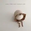 Gorro de Bebé para Otoño e Invierno Cálido para Niña de Punto con Protección para las Orejas Colorido de Moda Combinación de Colores para Bebés Pequeños de Pocos Meses Gorro de Lana de Encaje Estilo Princesa