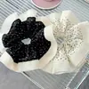 Corea del Sur Rizado Blanco y Negro Puntos de Ola Anillo para el Pelo Intestino Grande Accesorios para el Cabello Cola de Caballo Femenina Suave Versátil Estilo Perezoso de Gama Alta