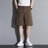 Calças Casuais Ocidentais Masculinas de Verão Estilo Hong Kong Largas de Perna Larga Calças de Cinco Pontos Calças de Comprimento Médio Seda de Gelo Plissada Shorts de Verão Pequenas Calças Ocidentais