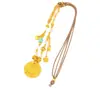 Collar Colgante Dorado Antiguo de Alta Retención de Color con Patrón de Martillo, Dios Amarillo de la Riqueza, con Cristal, Nuevo Estilo Chino Colgante Redondo con Incrustación de Diamante, Joyería para Mujer