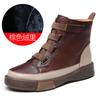 Oferta por Tiempo Limitado 99Botas de Cuero Genuino Vintage para Mujer, Zapatos de Invierno para Mujer con Suela Suave, Botas Martin de Velcro, Botas para Mujer Desgastadas