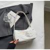 Bolsa pequena bordada em lona para mulheres 2024 outono nova bolsa de ombro retrô estilo coreano simples Bolsa de pano casual fresca