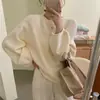 Suéter de Punto de Manga de Linterna de Estilo Coreano Holgado Talla Grande para Mujer Primavera, Otoño e Invierno Nuevo Suéter de Punto Holgado con Top Interior para Mujer