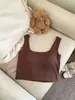 Nuevo diseño de tirante ancho color liso cuello cuadrado espalda hermosa moderno versátil se puede usar solo o como capa base cómodo transpirable copas de sujetador incorporadas mujer