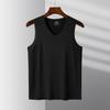 Chaleco de Seda de Hielo sin Marcas para Hombre Verano Juventud Deportes Camiseta sin Mangas de Secado Rápido Cuello en V para Fondo Sudadera Delgada Elástica