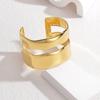 Pulsera Abierta Explosiva Irregular de Doble Capa con Forma de Ola Estilo Ins Acero Inoxidable Baño de Oro de 18K Pulsera Combinable para Mujer