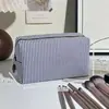 Bolsa de Maquillaje Rayada Neceser Gran Capacidad Bolsa de Maquillaje con Bordado de Gasa Bolsa de Maquillaje Portátil para Viaje