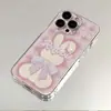 Estampa Xadrez Rosa Coelho Borboleta Adequado para Capa de Celular Apple 16/17Pro Iphone14/13 Novo 12/11 Capa Macia
