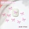 Novas joias de arte em unhas com laço de liga rosa rosa, tinta fosca, pó leve, gravata borboleta, pérola, broca de unha faça você mesmo