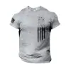 2023 Exportação Roupas Masculinas Europeias e Americanas Verão Patriótico Masculino Camiseta com Estampa 3D Camiseta de Manga Curta com Bandeira Americana