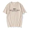 Camiseta Negra y Rosa World Tour Deadline Verano Manga Corta Hombre Unisex Streetwear Corea