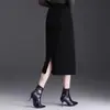 Moda Outono/Inverno 2026 Nova Saia Reta Elegante de Cintura Alta com Fenda nas Costas, Saia de Comprimento Médio para o Trabalho, Saia Bodycon Elegante de Corte Ajustado