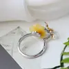 Anillo de plata Nafoge al por mayor incrustado con flor de cera de abeja natural Anillo de plata de ley 925 mariposa pequeña tridimensional Anillo de plata abierto