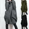 Suéter com capuz e bolso liso para mulheres 2023 AliExpress wish zíper longo falso duas peças casaco solto