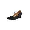 Zapatos Mary Jane de Piel de Oveja Cómodos con Cuña Baja que Aumentan la Altura 2026 Otoño Punta Redonda Tacón Medio Piel Genuina Completa Correa Única Zapatos para Mujer