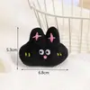 Cabeça de Desenho Animado de Menina Bonita e Fofa com Gato Preto e Coelho Preto, Acessórios Preenchidos com Algodão, Peças de Decoração DIY de Pelúcia Kawaii em Estoque