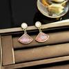 Brincos de cristal em forma de leque de moda estilo coreano sem furos para orelhas, brincos de design de nicho avançado, brincos de luxo simples e leves