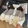 Elegante Cárdigan de Punto a Rayas Color-Block para Mujer, Nueva Colección de Invierno, Estilo Vintage Casual, Chaqueta Corta de Punto Versátil para Mujer, Otoño