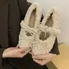 Sapatos Mary Jane peludos para aumentar a altura para mulheres, 2026 estilosos e modernos novos sapatos de algodão felpudo para outono e inverno